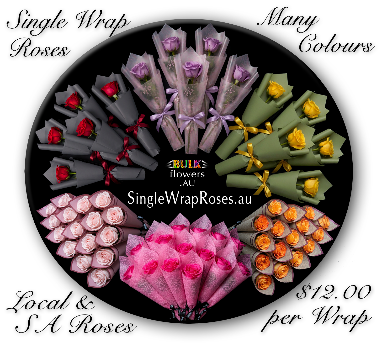 BULK FLOWERS SINGLE WRAP ROSES